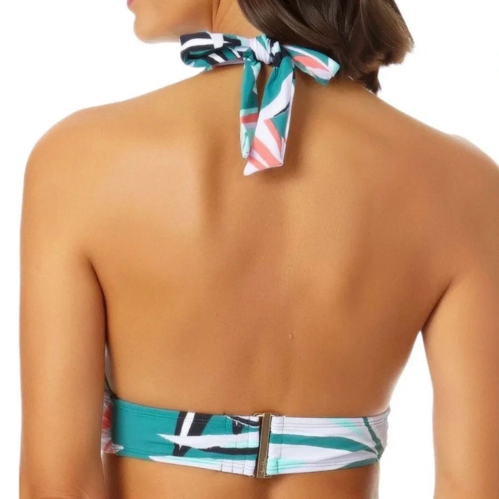 Anne Cole Women's Zesty Tropical Printed Ring Halter Bikini Top Size M